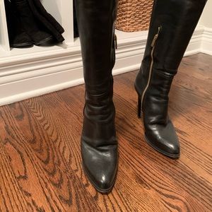 Pucci black tall leather dress boots. 19.5”. 14 “ calf circumference. GORGEOUS!